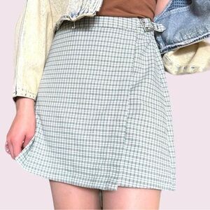 John Galt Emerson Skirt Brandy Melville Plaid Mini Skirt Size XS Green White